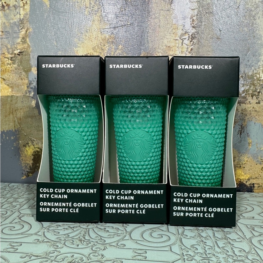 NWT x3 Starbucks Green Waxberry Studded Spiked Ombre Keychain Bundle